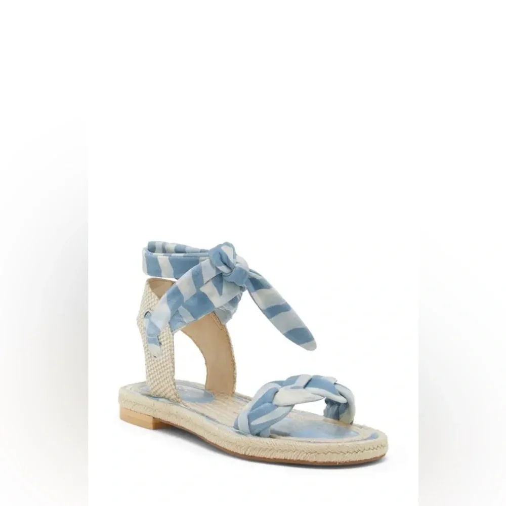 Vince Camuto Kastela Leather Lace-up Sandal In Cerulean Blu NWOT